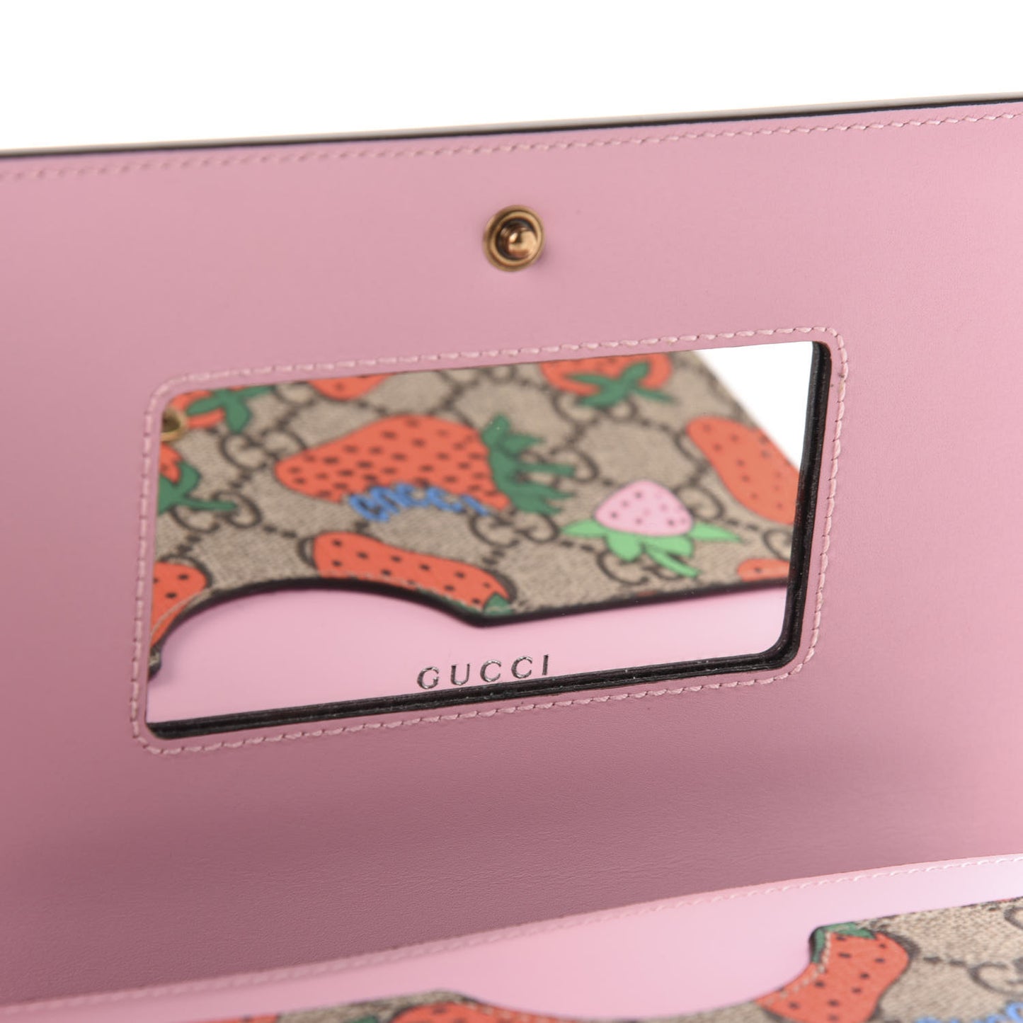 GG Supreme Monogram Strawberry Chain Wallet