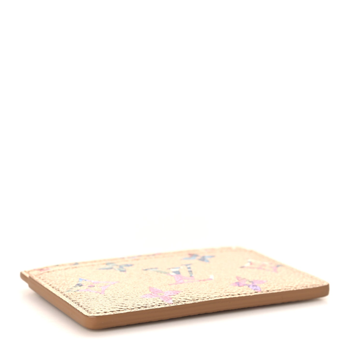 Metallic Monogram LV Garden Card Holder Gold