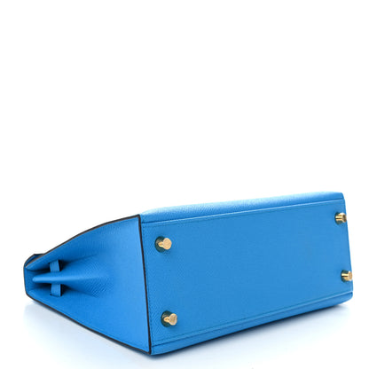 Hermes Epsom Kelly Sellier 25 Bleu Frida 4 of 10
