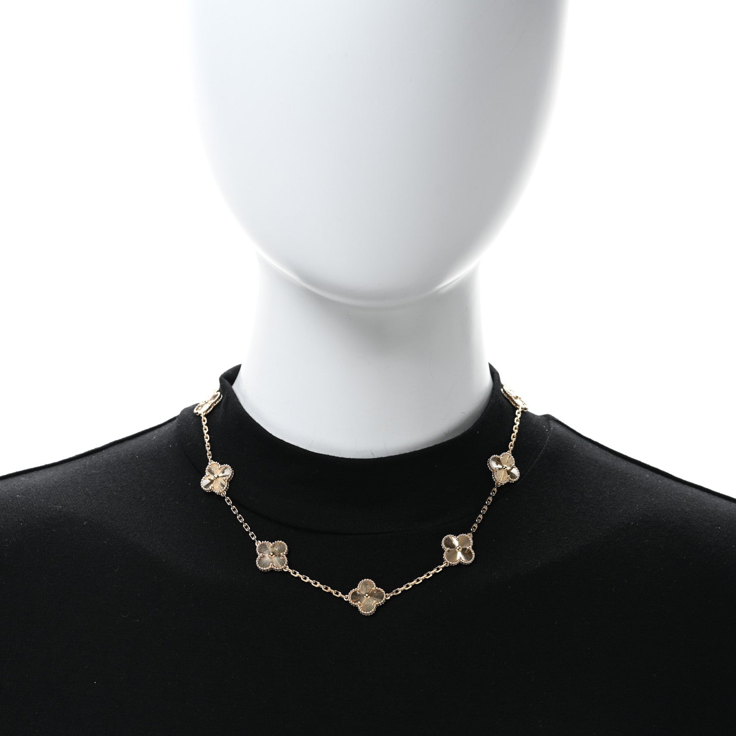 Van Cleef & Arpels 18K Yellow Gold 10 Motifs Guilloche Vintage Alhambra Necklace 3 of 5