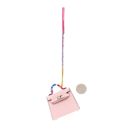 Hermes Tadelakt Mini Kelly Twilly Bag Charm Rose Sakura 3 of 6