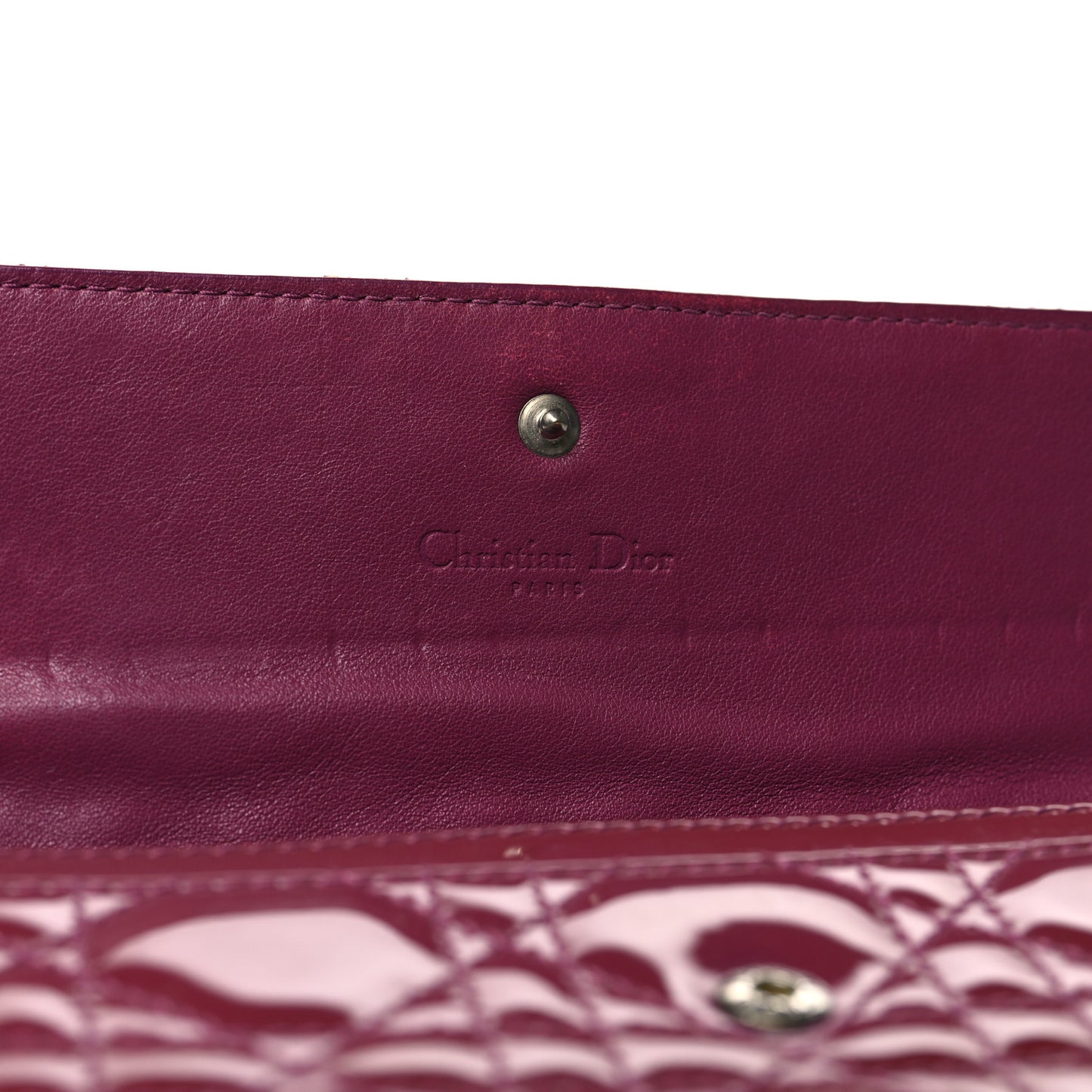 Patent Cannage Lady Dior Rendezvous Wallet On Chain Fuchsia