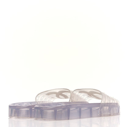 Chanel PVC Transparent CC Flat Slide Sandals 39 White 3 of 6