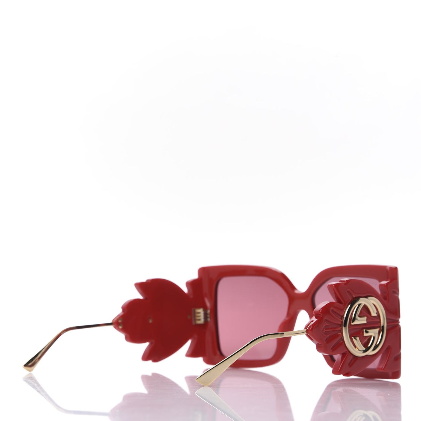 Acetate Square Frame Wing Sunglasses GG0535S Red