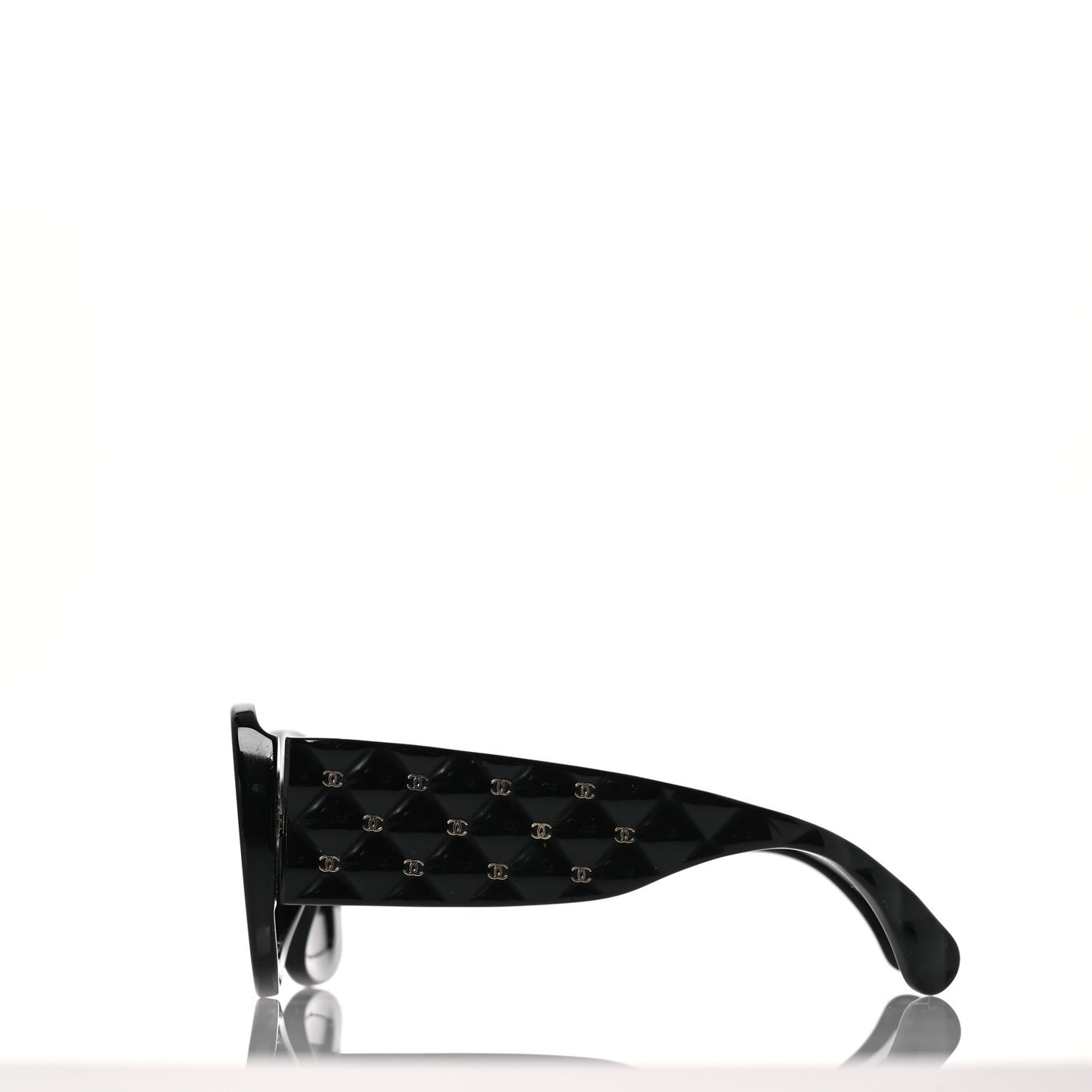 Acetate Quilted CC Rectangle Sunglasses 5483-A Black