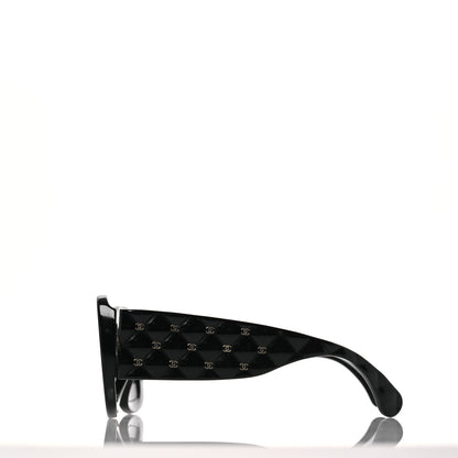 Chanel Acetate Quilted CC Rectangle Sunglasses 5483-A Black 3 of 8