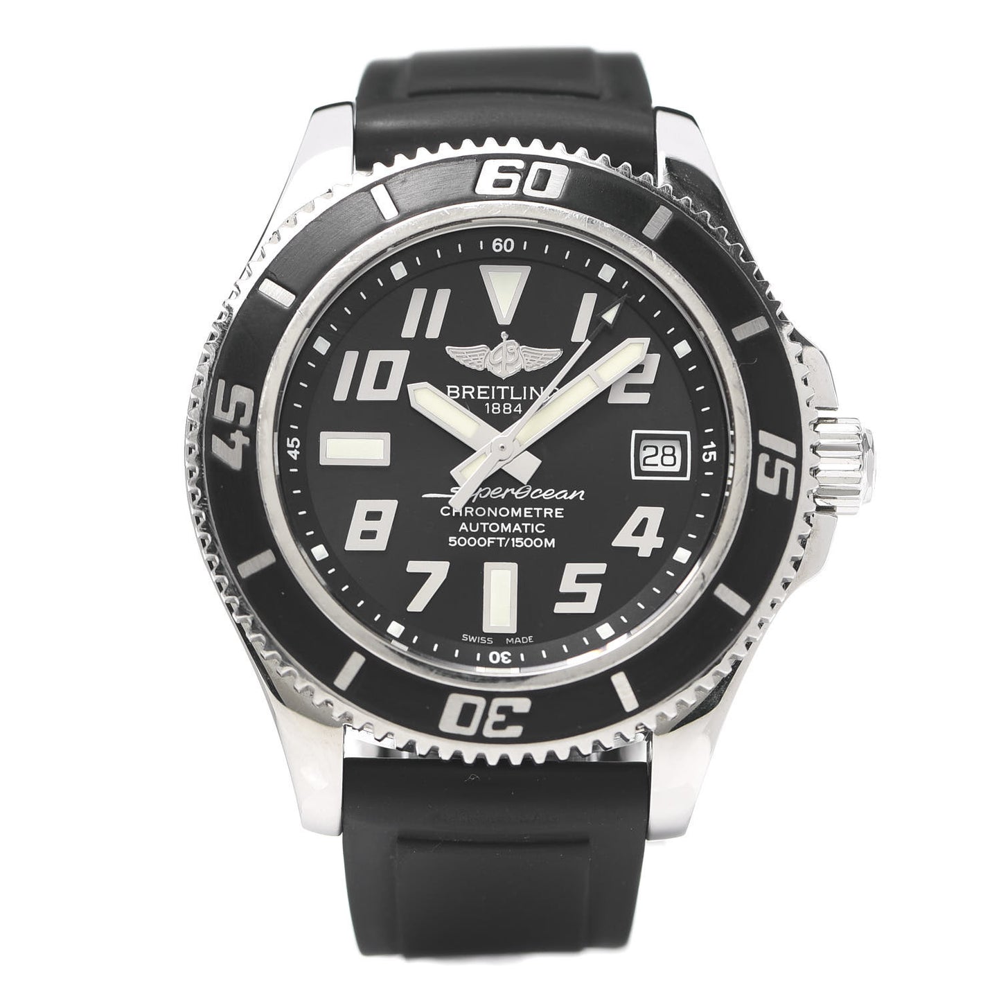 Stainless Steel Rubber 42mm SuperOcean Automatic Watch Black A17364