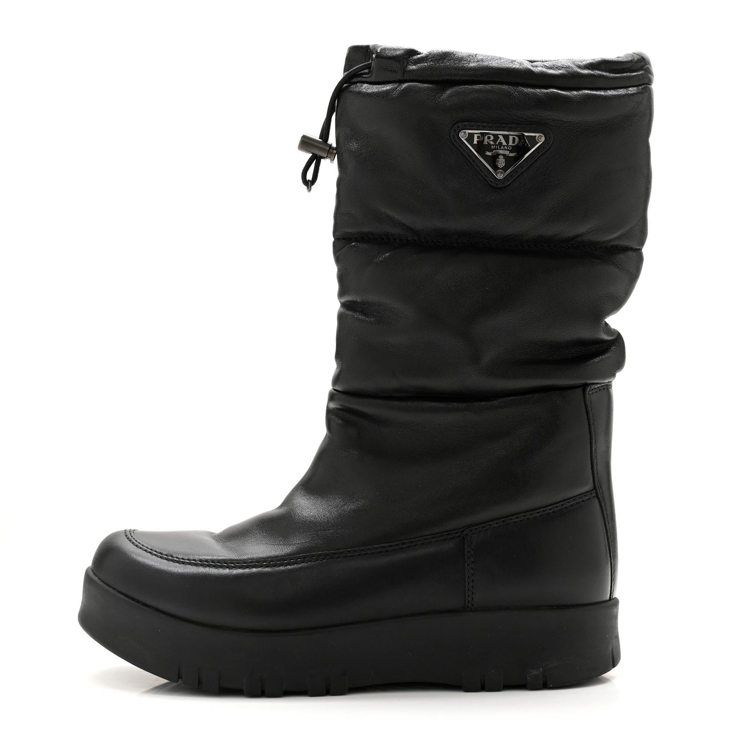 Nappa Metal Triangle Logo Padded Moon Boots 38.5 Black