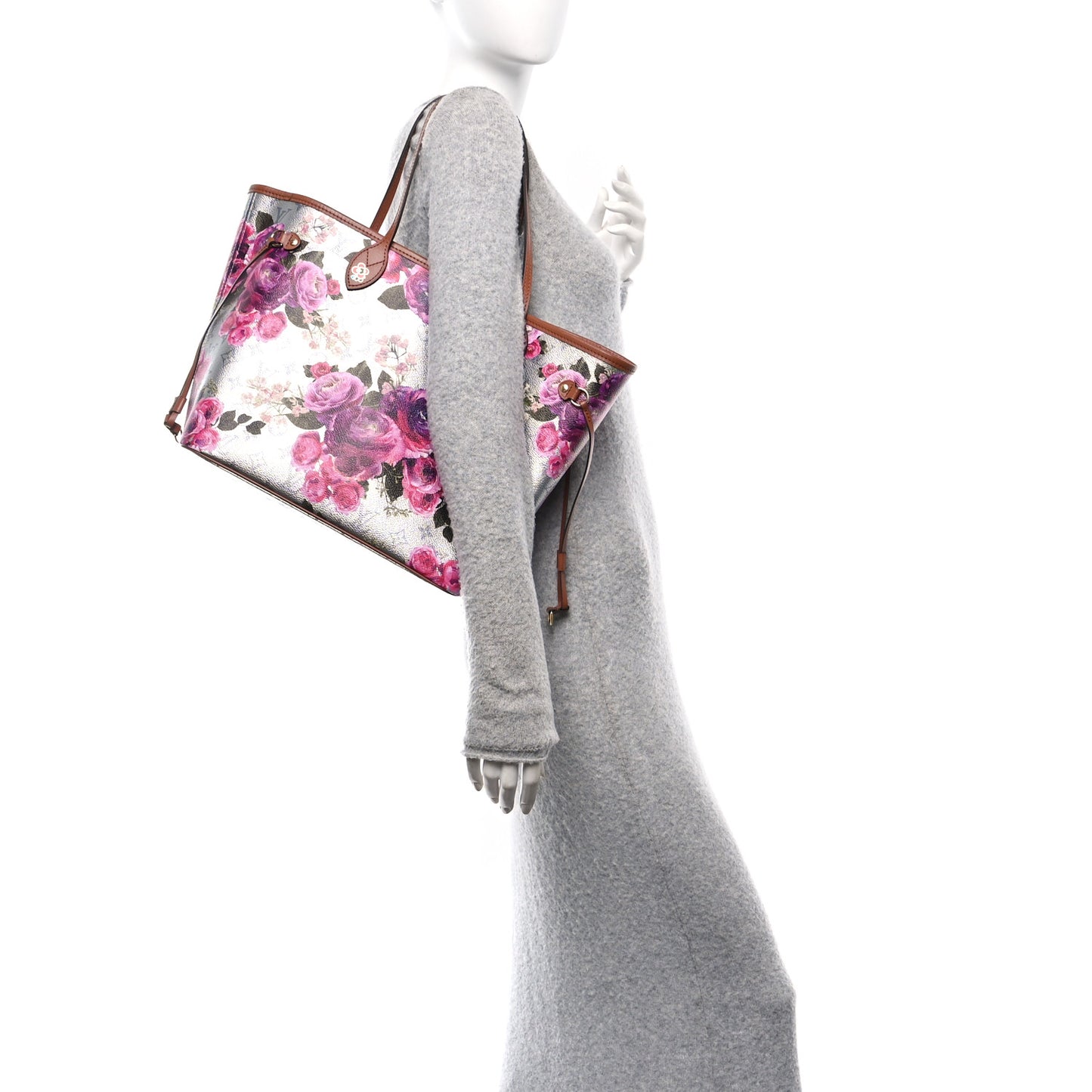Metallic Monogram LV Garden Neverfull MM Silver