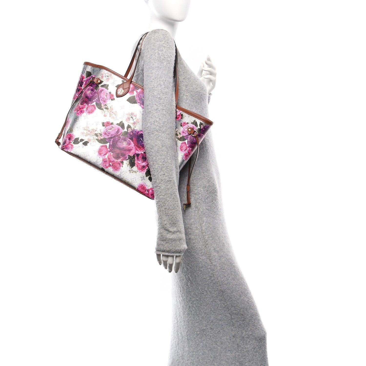 Louis Vuitton Metallic Monogram LV Garden Neverfull MM Silver 4 of 11