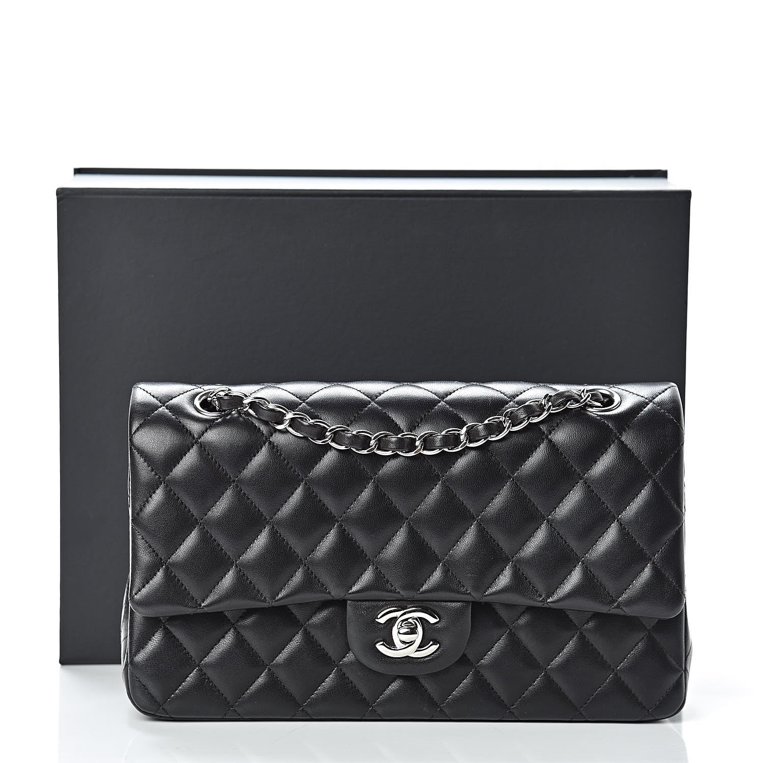 Chanel Lambskin Quilted Medium Double Flap Black 11 of 11
