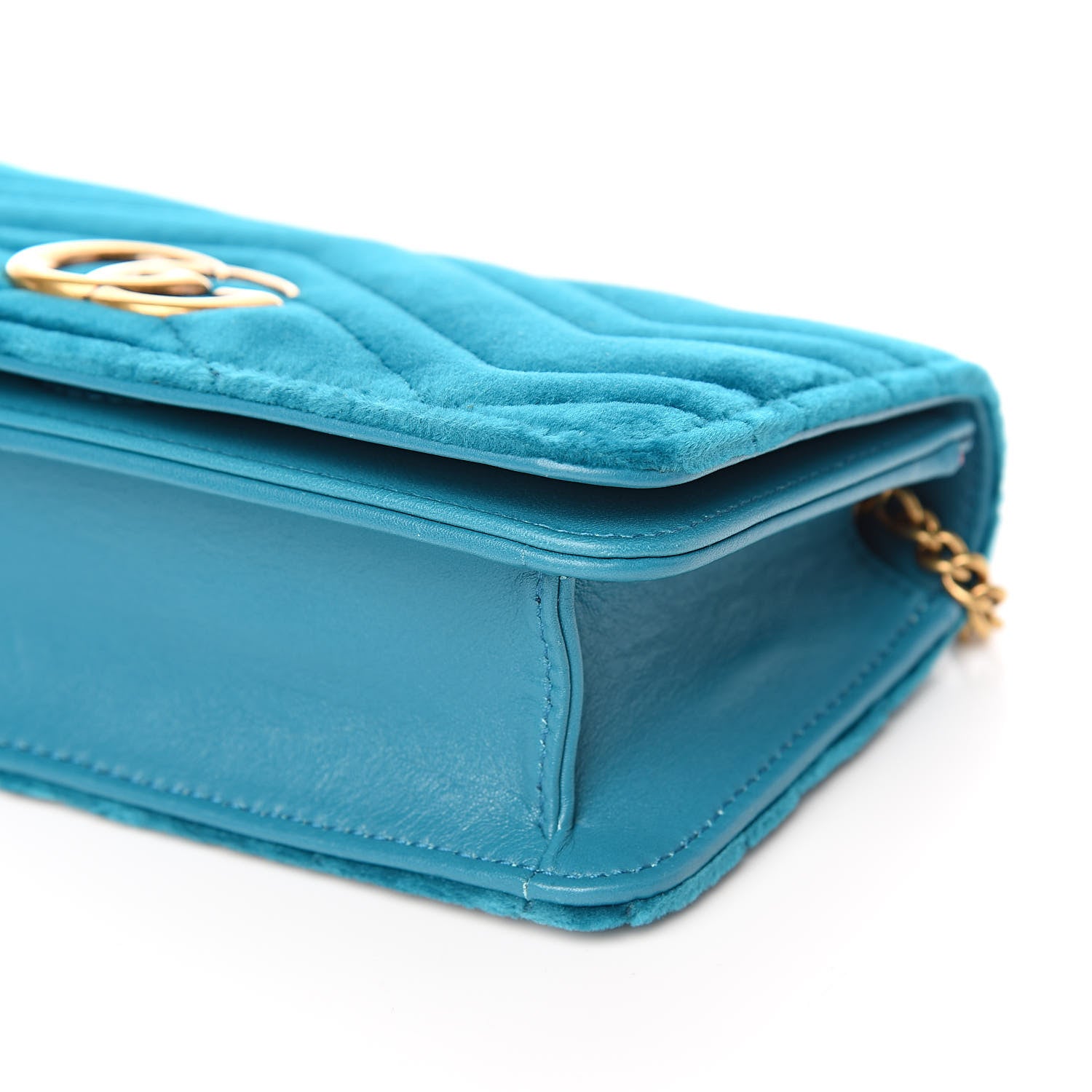 Gucci Velvet Matelasse GG Marmont Mini Bag Pavone Cyan 8 of 10