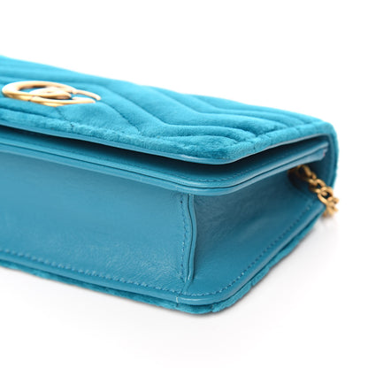 Gucci Velvet Matelasse GG Marmont Mini Bag Pavone Cyan 8 of 10