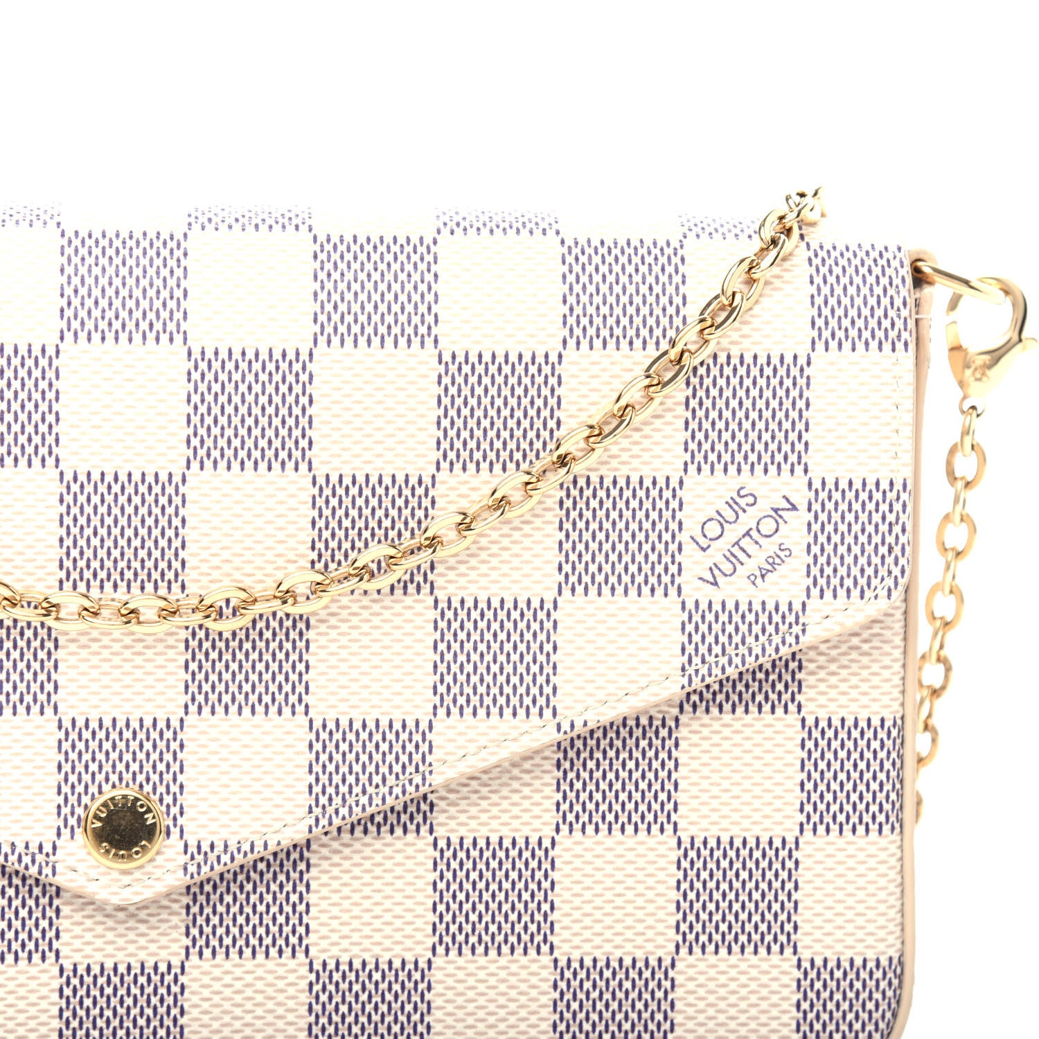 Louis Vuitton Damier Azur Pochette Felicie Chain Wallet Rose Ballerine 10 of 10