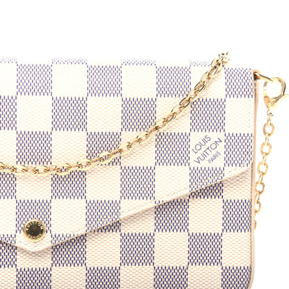 Louis Vuitton Damier Azur Pochette Felicie Chain Wallet Rose Ballerine 10 of 10