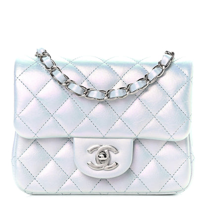 Chanel Iridescent Lambskin Quilted Mini Square Flap Light Blue 1 of 9
