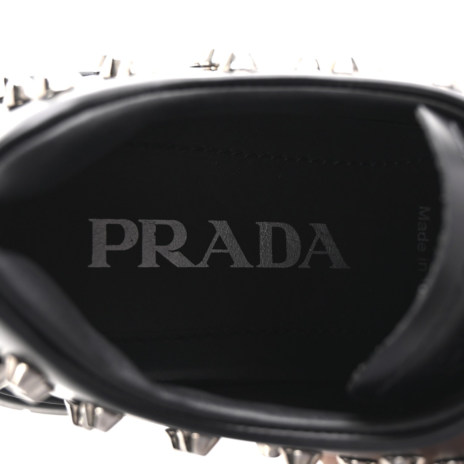Prada Spazzolato Rois Studded Lace Up Monolith 55mm Derby Loafers 36 Black 8 of 9