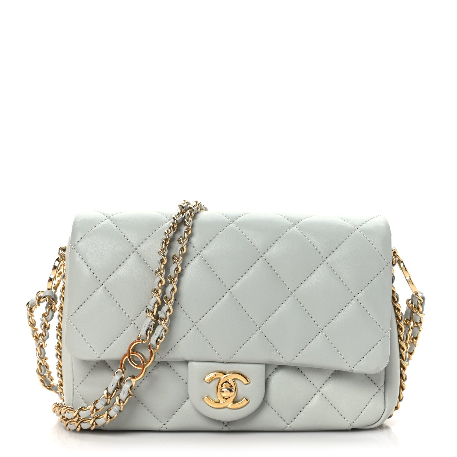 Chanel Lambskin Quilted Mini CC You Flap Light Grey 1 of 9