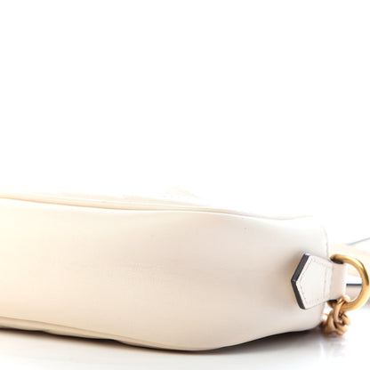 Gucci Calfskin Matelasse Mini GG Marmont Chain Shoulder Bag White 9 of 10