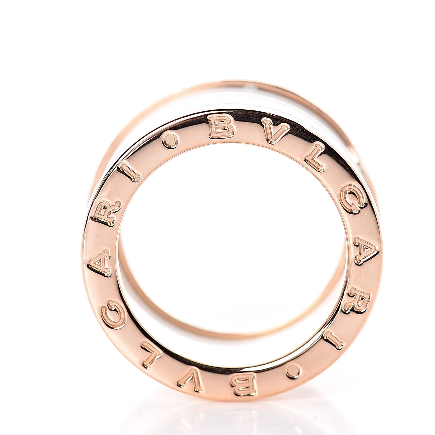 18K Rose Gold White Ceramic B.Zero1 Four-Band Ring 53 6.25