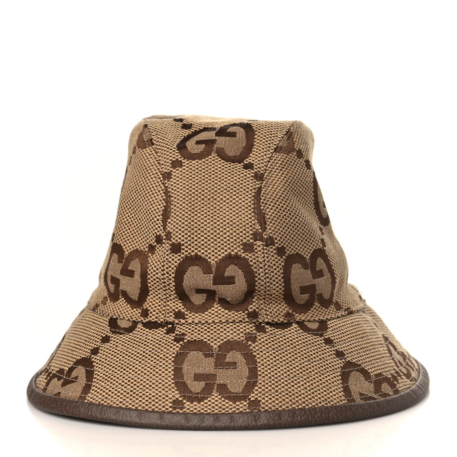 Gucci Monogram Jumbo GG Bucket Hat M Camel Ebony New Acero 3 of 10
