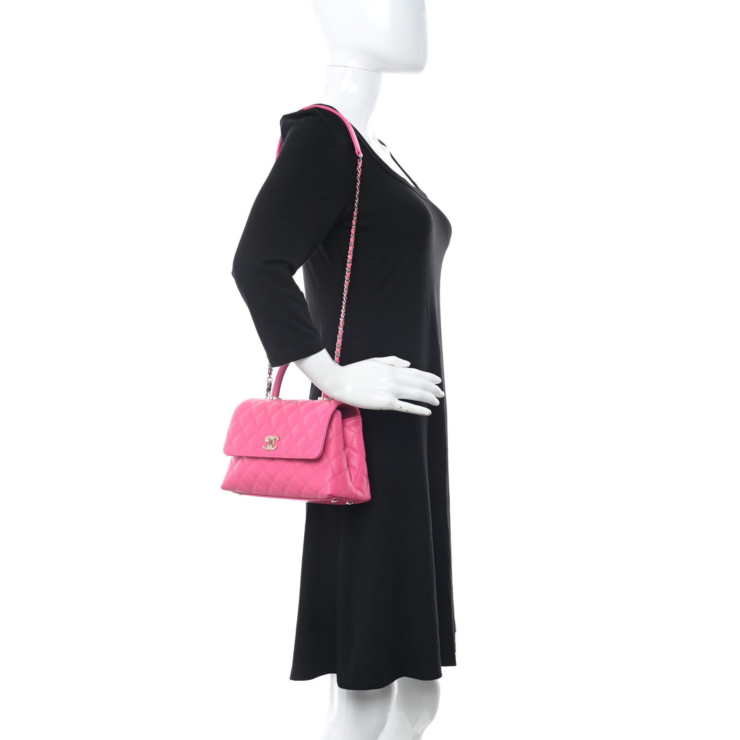 Chanel Caviar Quilted Mini Coco Handle Flap Rose 2 of 10