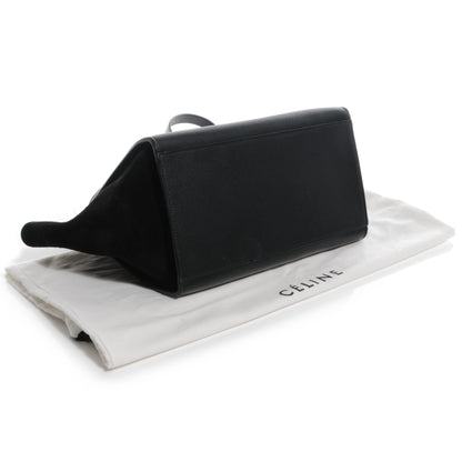 Celine Drummed Leather and Suede Small Trapeze Black 4 of 8
