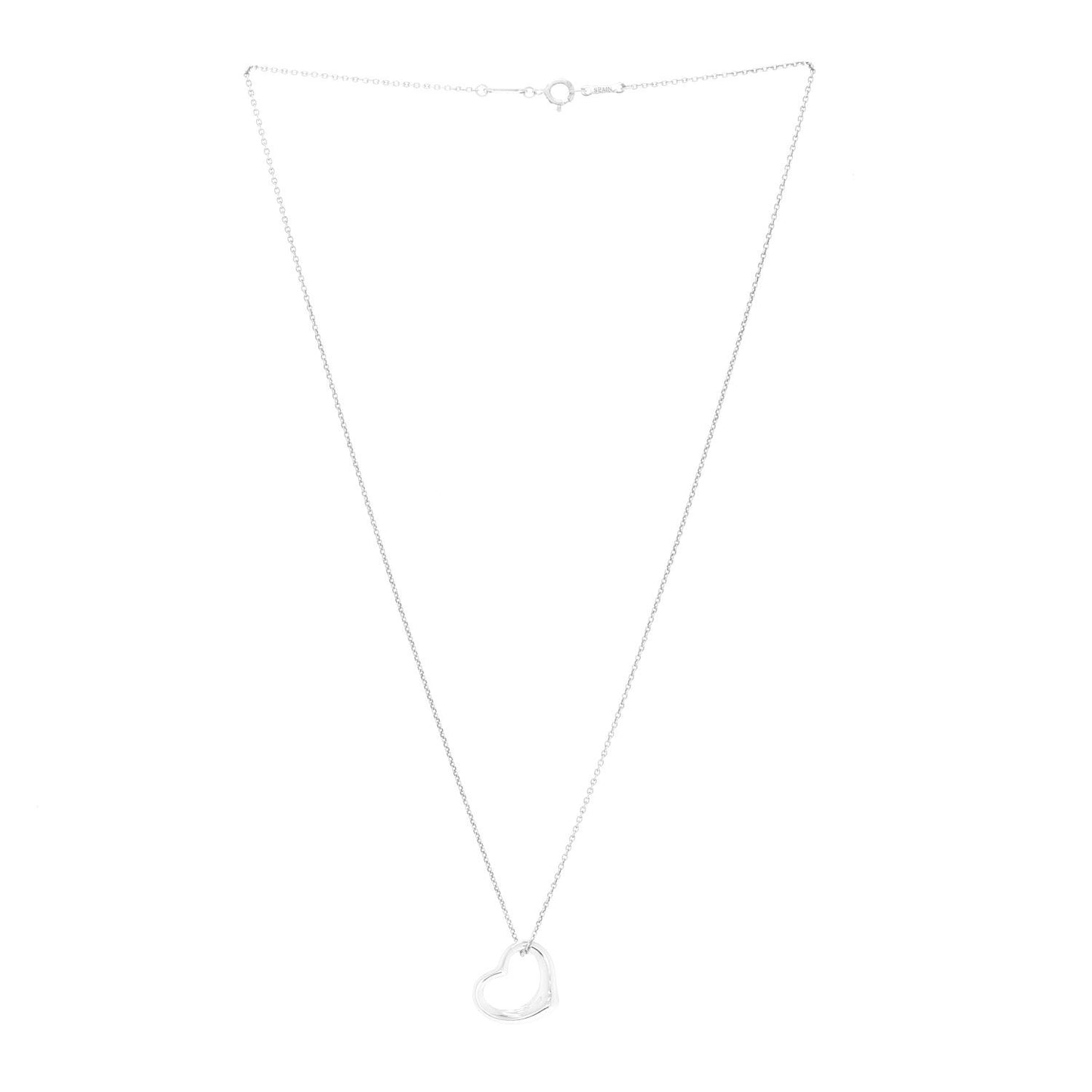 Sterling Silver 16mm Elsa Peretti Open Heart Pendant Necklace