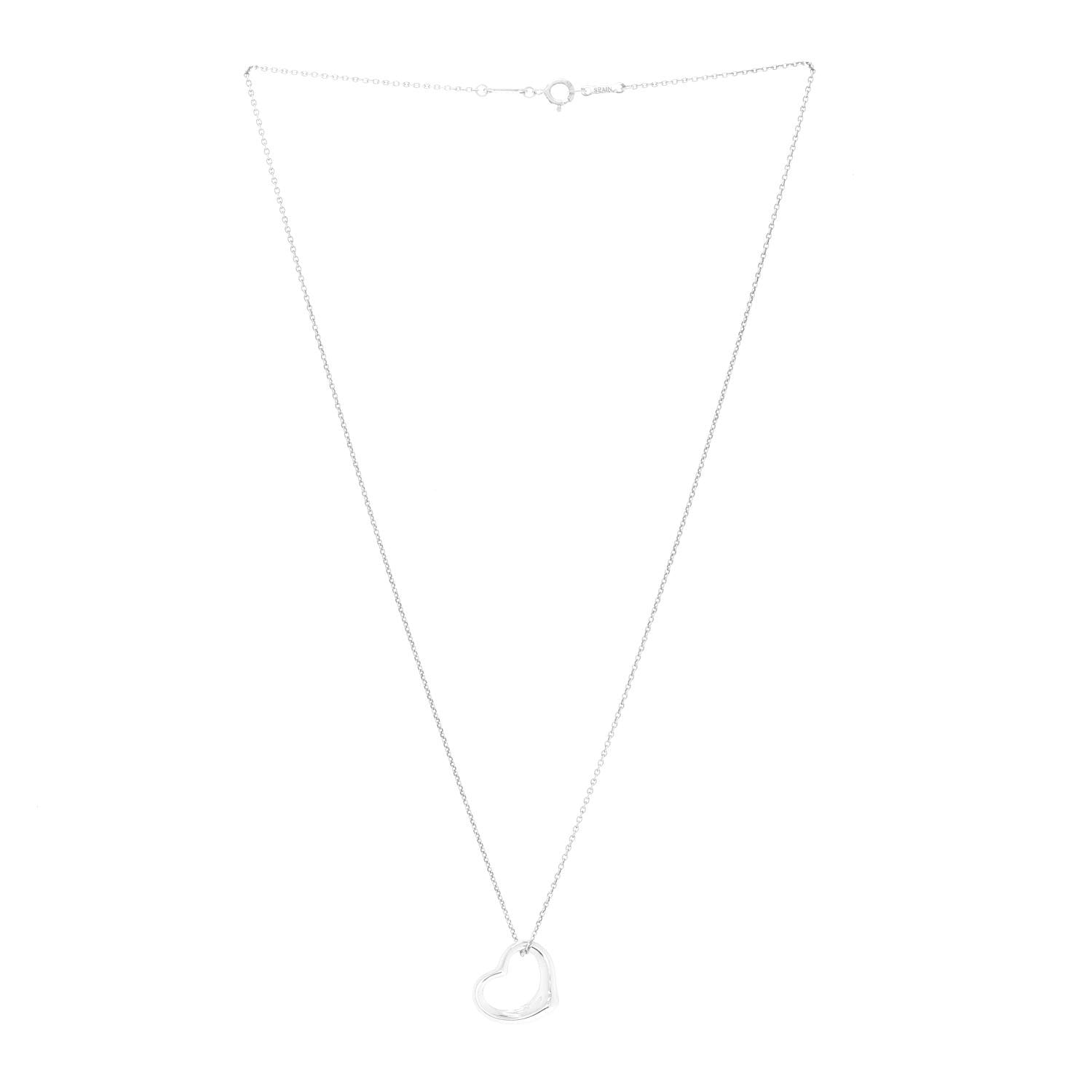 Tiffany Sterling Silver 16mm Elsa Peretti Open Heart Pendant Necklace 3 of 9