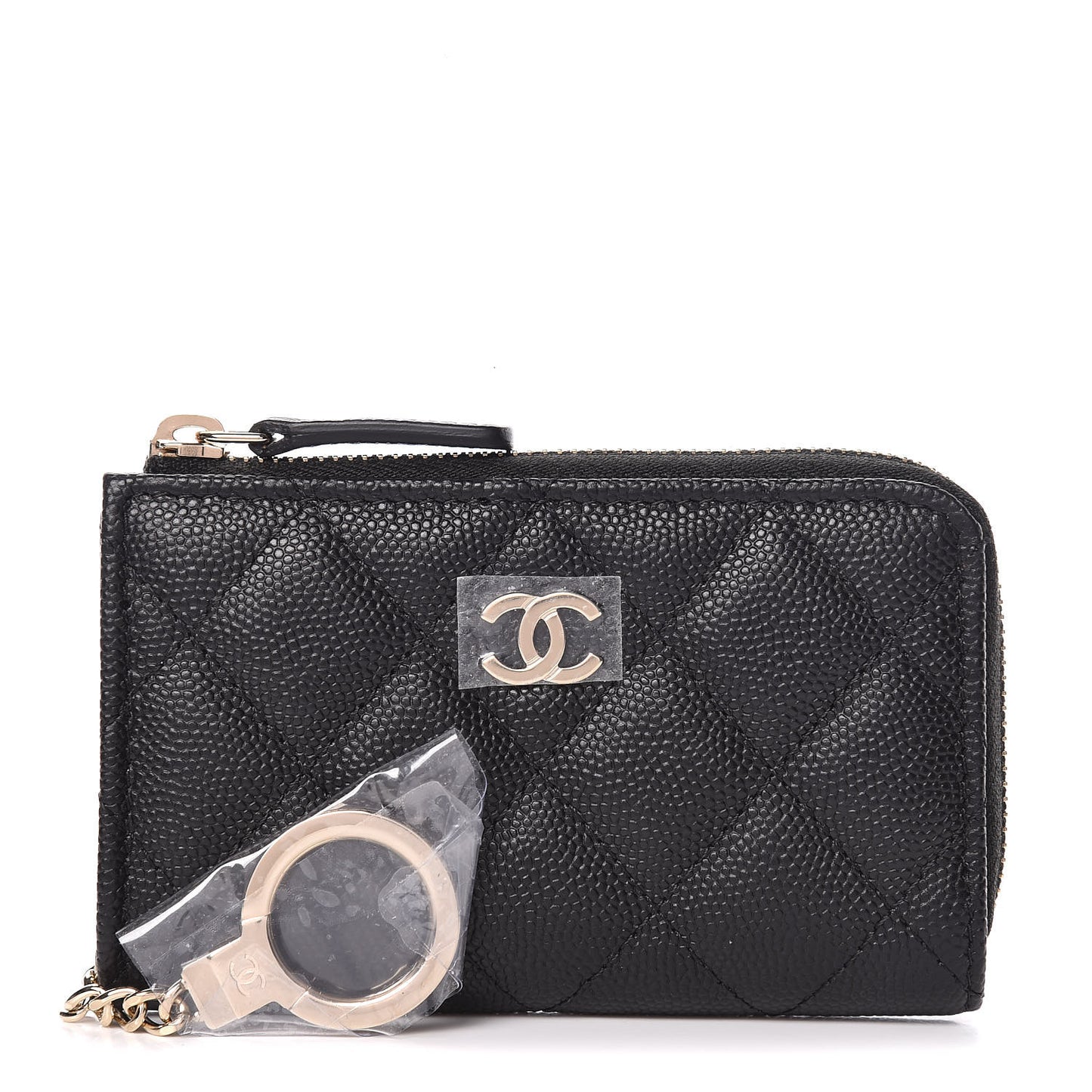 Caviar Quilted Key Holder Case Black