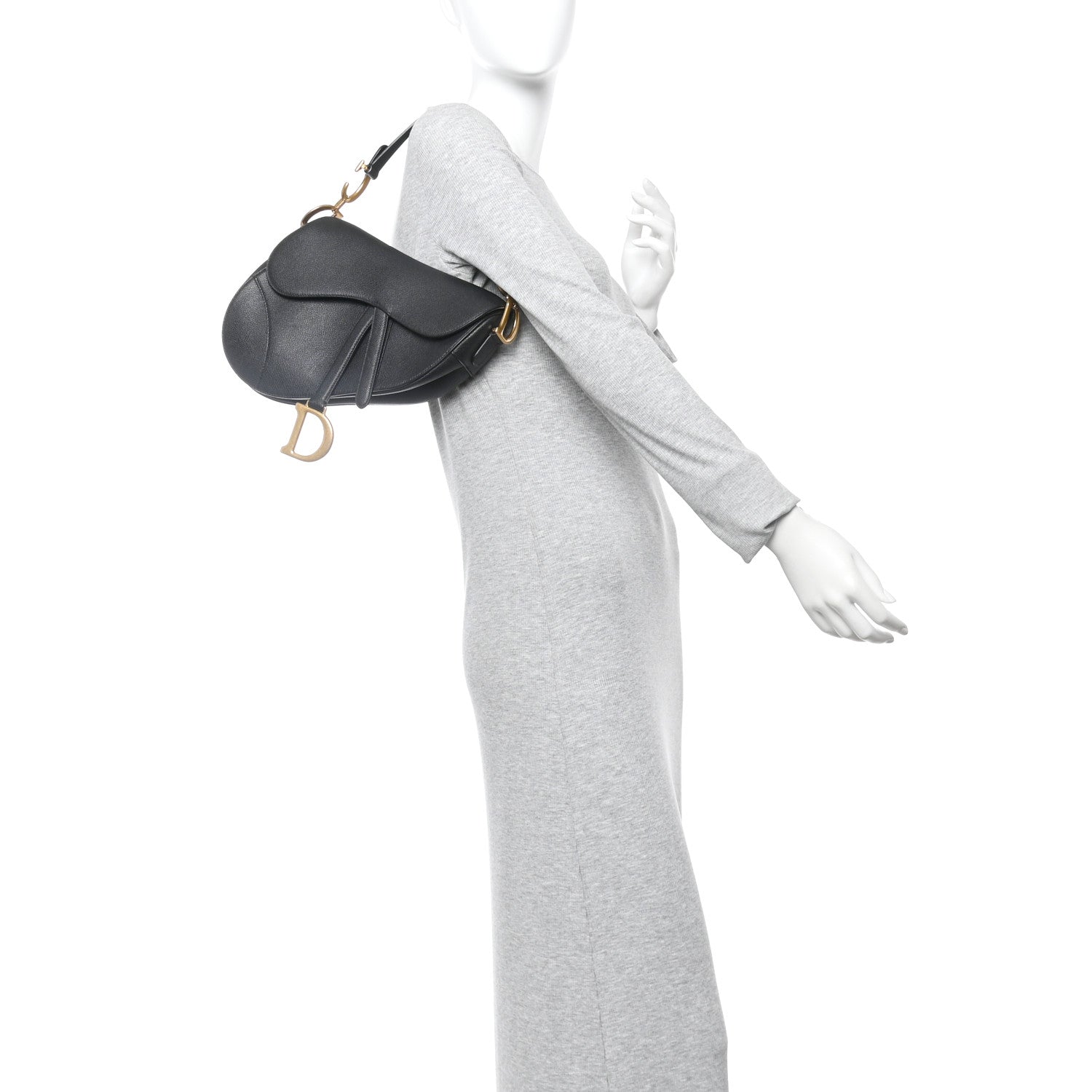 Christian Dior Grained Calfskin Saddle Bag Black 2 of 11
