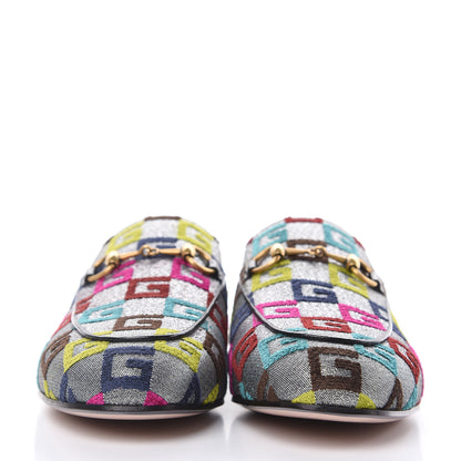 Gucci Velvet Lurex Square G Womens Princetown Slippers 37 Silver Multicolor 2 of 10