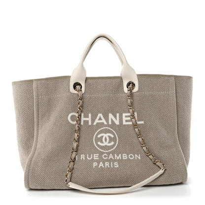 Chanel Mixed Fibers Calfskin Medium Deauville Tote Beige White 1 of 10