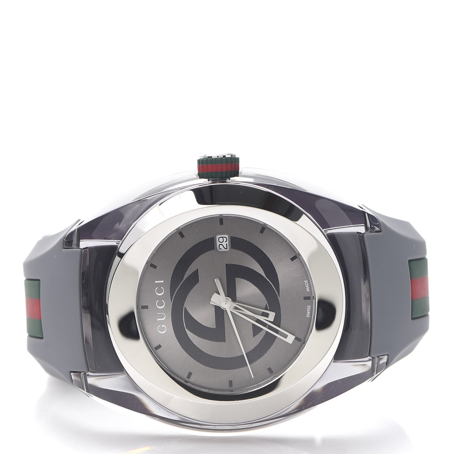 Gucci Stainless Steel Rubber 46mm Sync Web Quartz Watch Grey 3 of 6