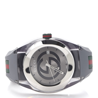 Gucci Stainless Steel Rubber 46mm Sync Web Quartz Watch Grey 3 of 6