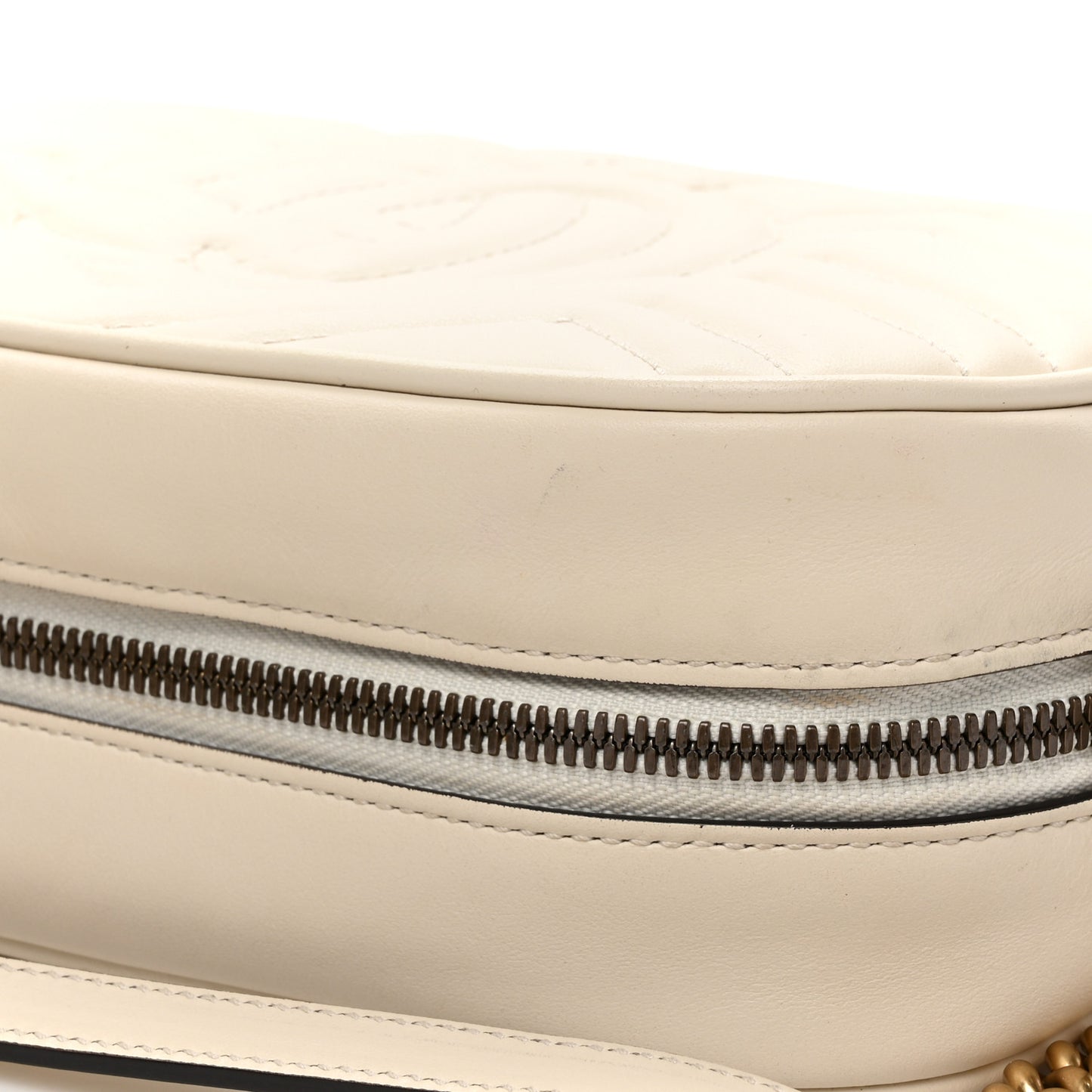 Calfskin Matelasse Small GG Marmont Chain Shoulder Bag White