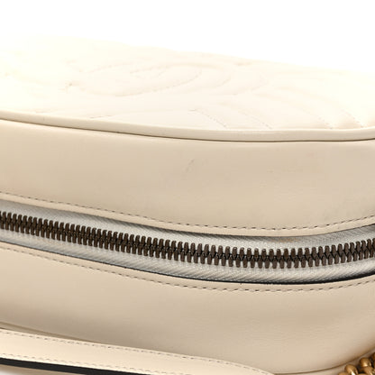 Gucci Calfskin Matelasse Small GG Marmont Chain Shoulder Bag White 13 of 14