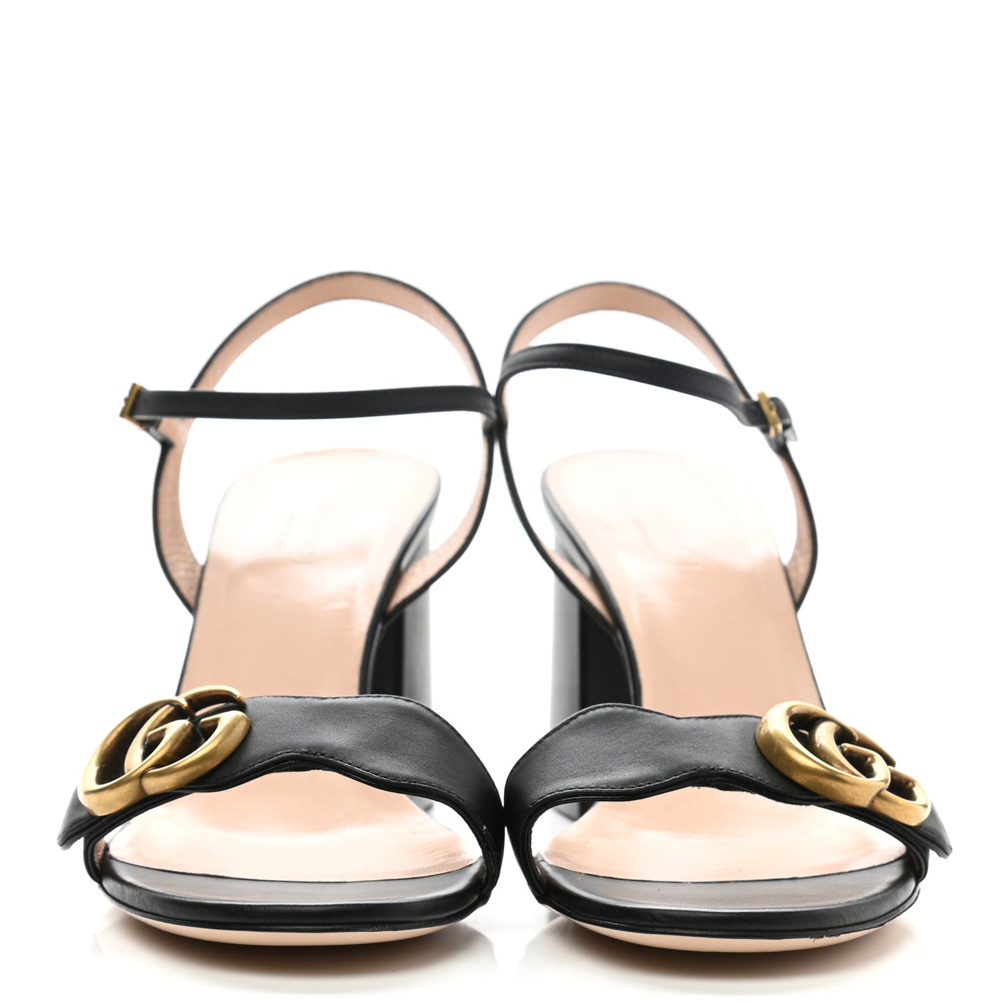 Lifford Calfskin GG Marmont Ankle Wrap 75mm Sandals 36.5 Black