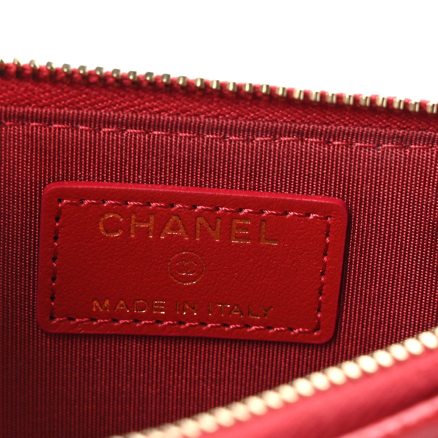 Caviar Camellia Embossed Classic Flat Wallet Pouch Red