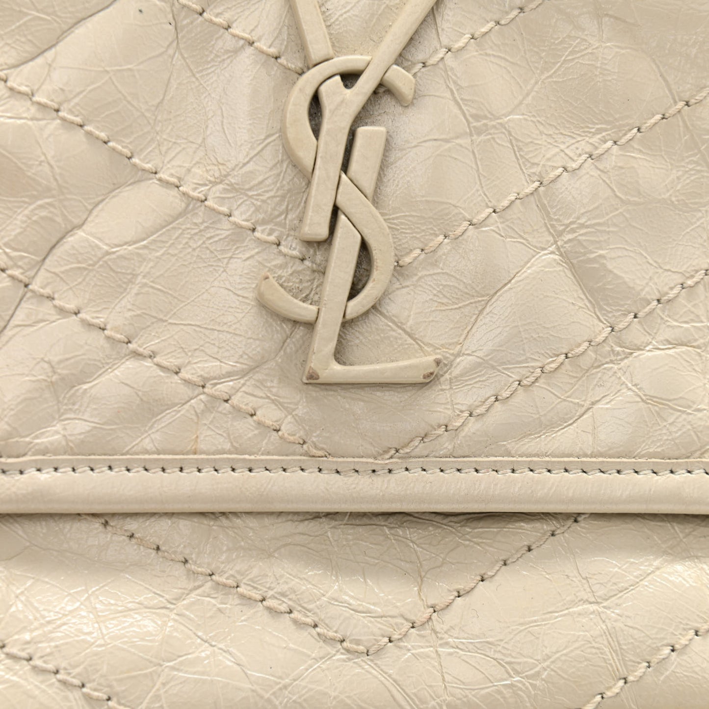 Crinkled Calfskin Matelasse Monogram Baby Niki Chain Satchel Light Natural