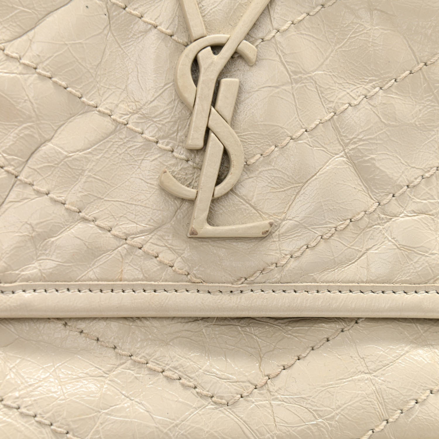 Saint Laurent Crinkled Calfskin Matelasse Monogram Baby Niki Chain Satchel Light Natural 14 of 14
