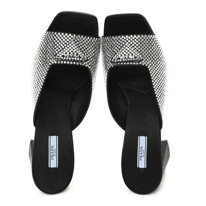Prada Satin Crystal Logo 65mm Slide Sandals 41 Cristal 2 of 9