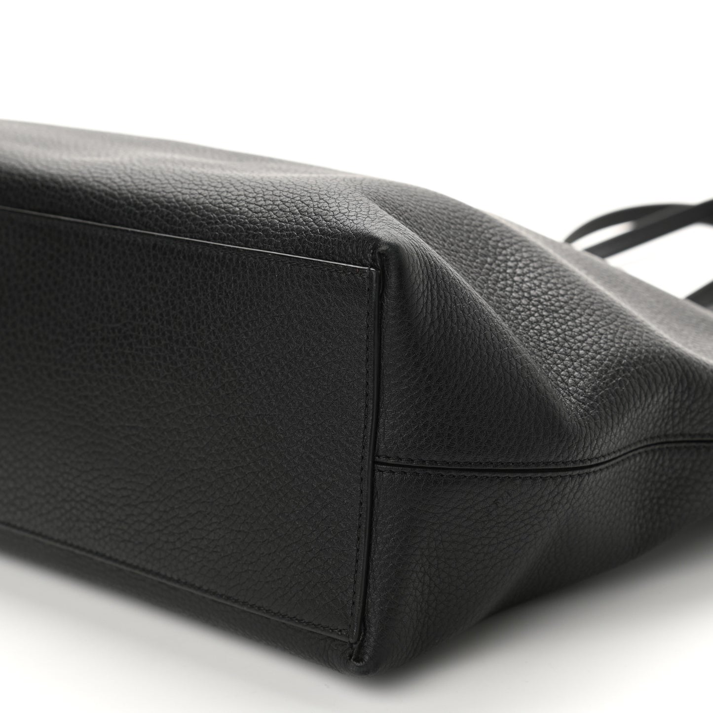 Grained Calfskin Rockstud Shoulder Tote Black