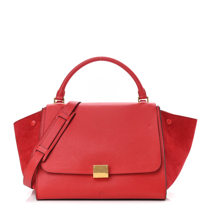 Celine Drummed Calfskin Suede Medium Trapeze Coquelicot 1 of 11