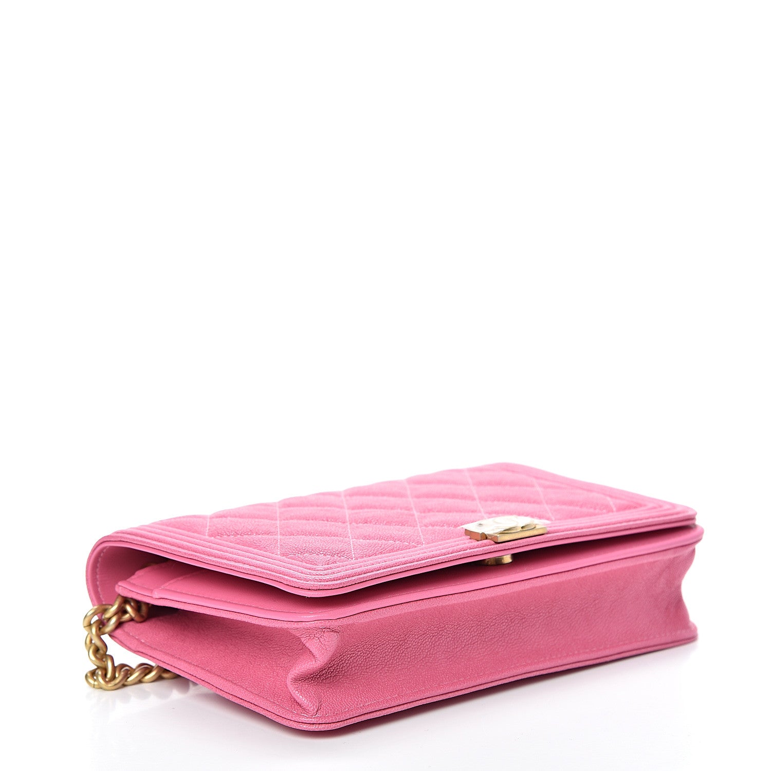 Chanel Caviar Quilted Boy Wallet On Chain WOC Pink 3 of 11