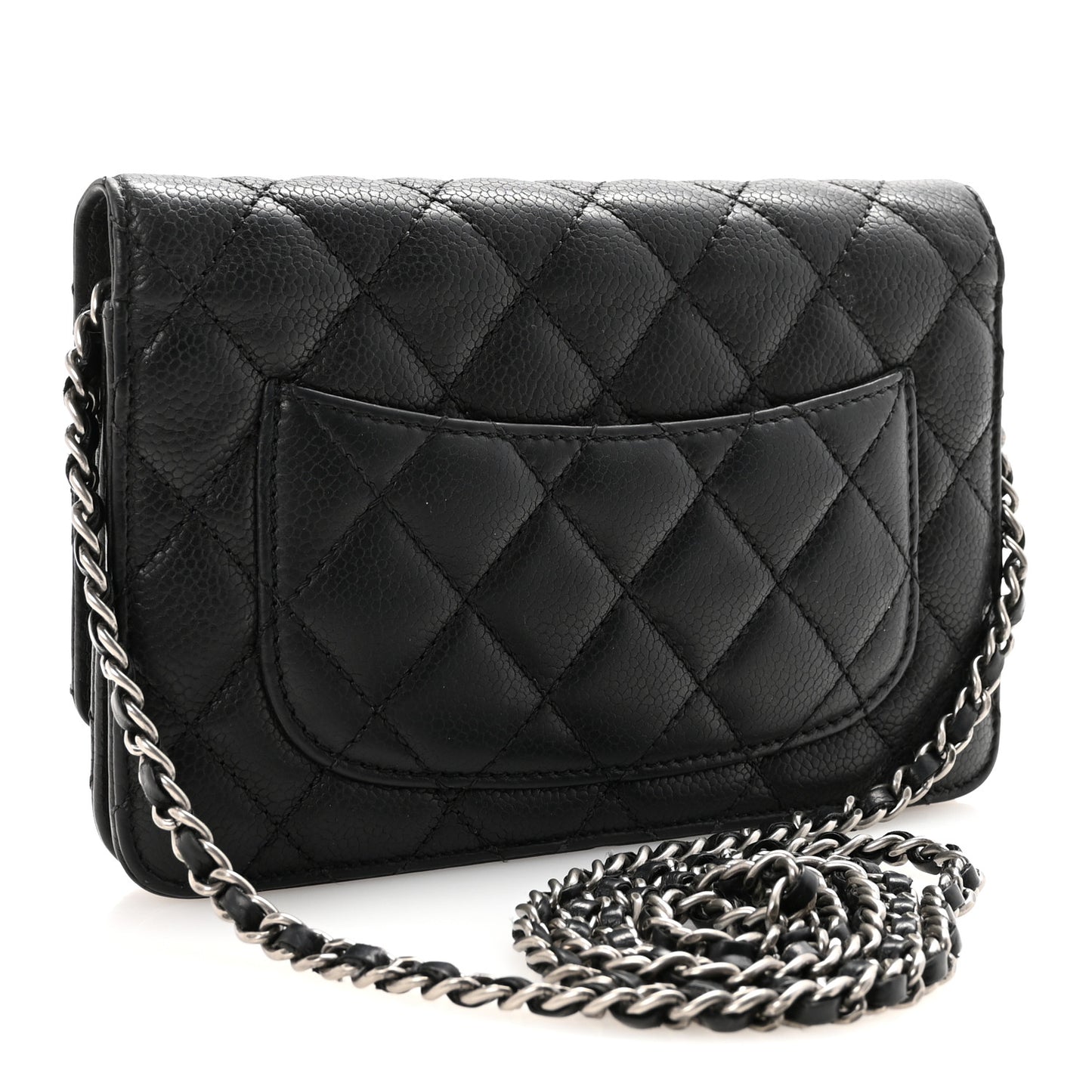 Caviar Quilted Paris Dallas Wallet on Chain WOC Black