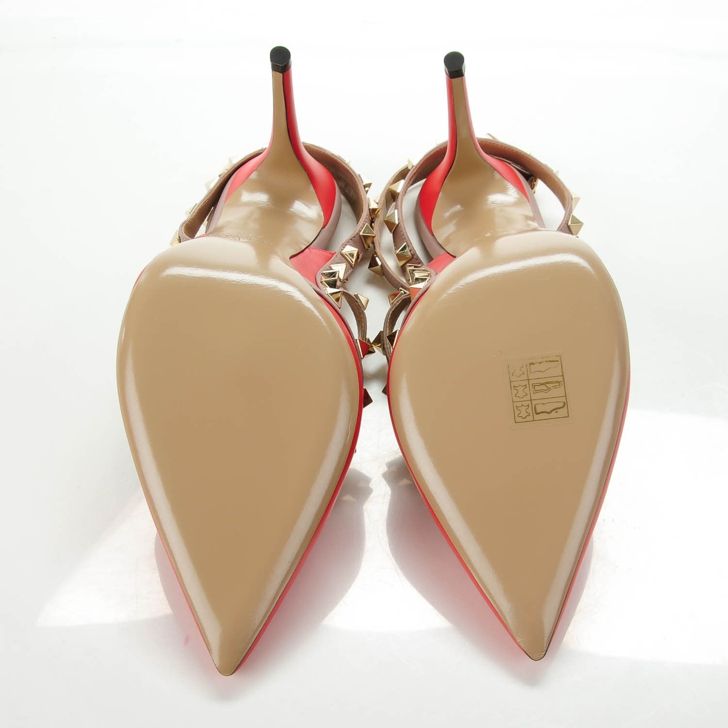 Valentino Garavani Calfskin Nappa Rockstud Ankle Strap 100mm Pumps 38.5 Deep Coral Poudre 6 of 7