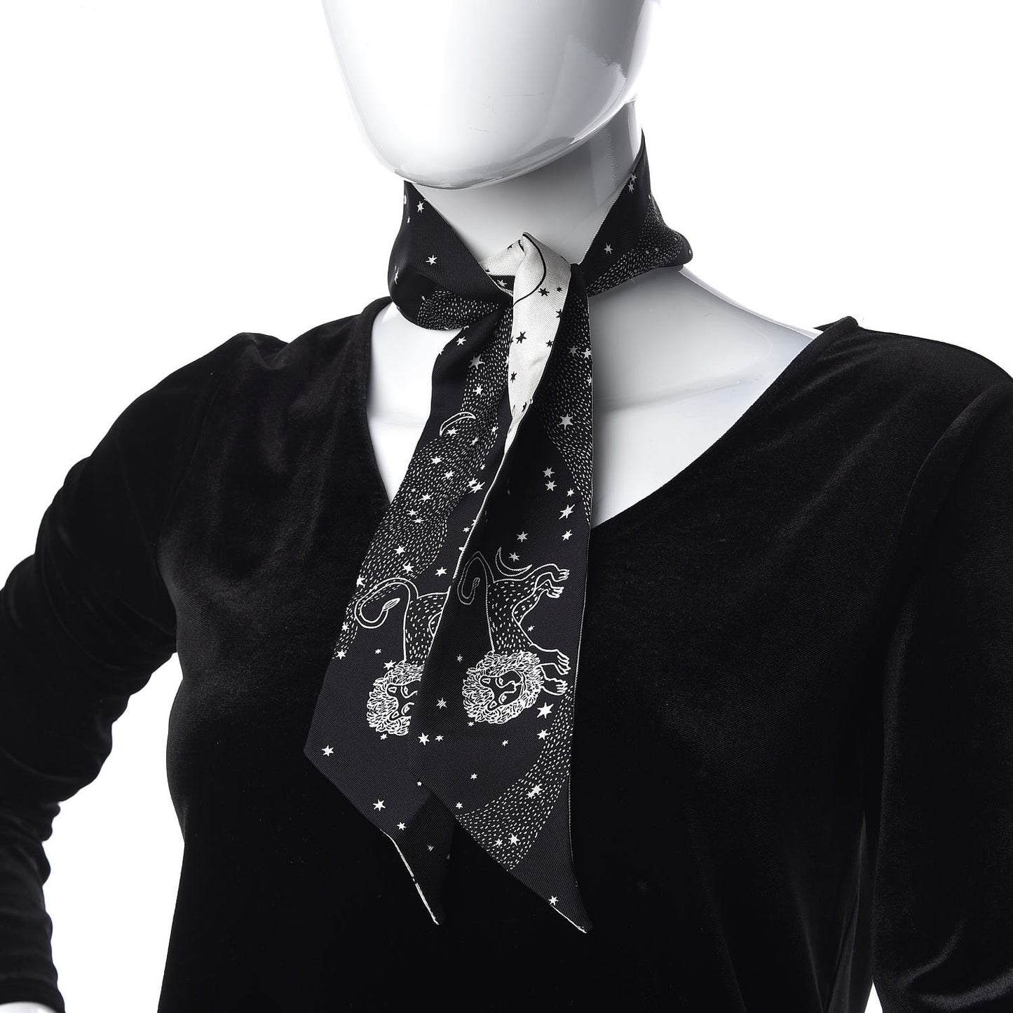 Silk Zodiac Leo Mitzah Scarf Black