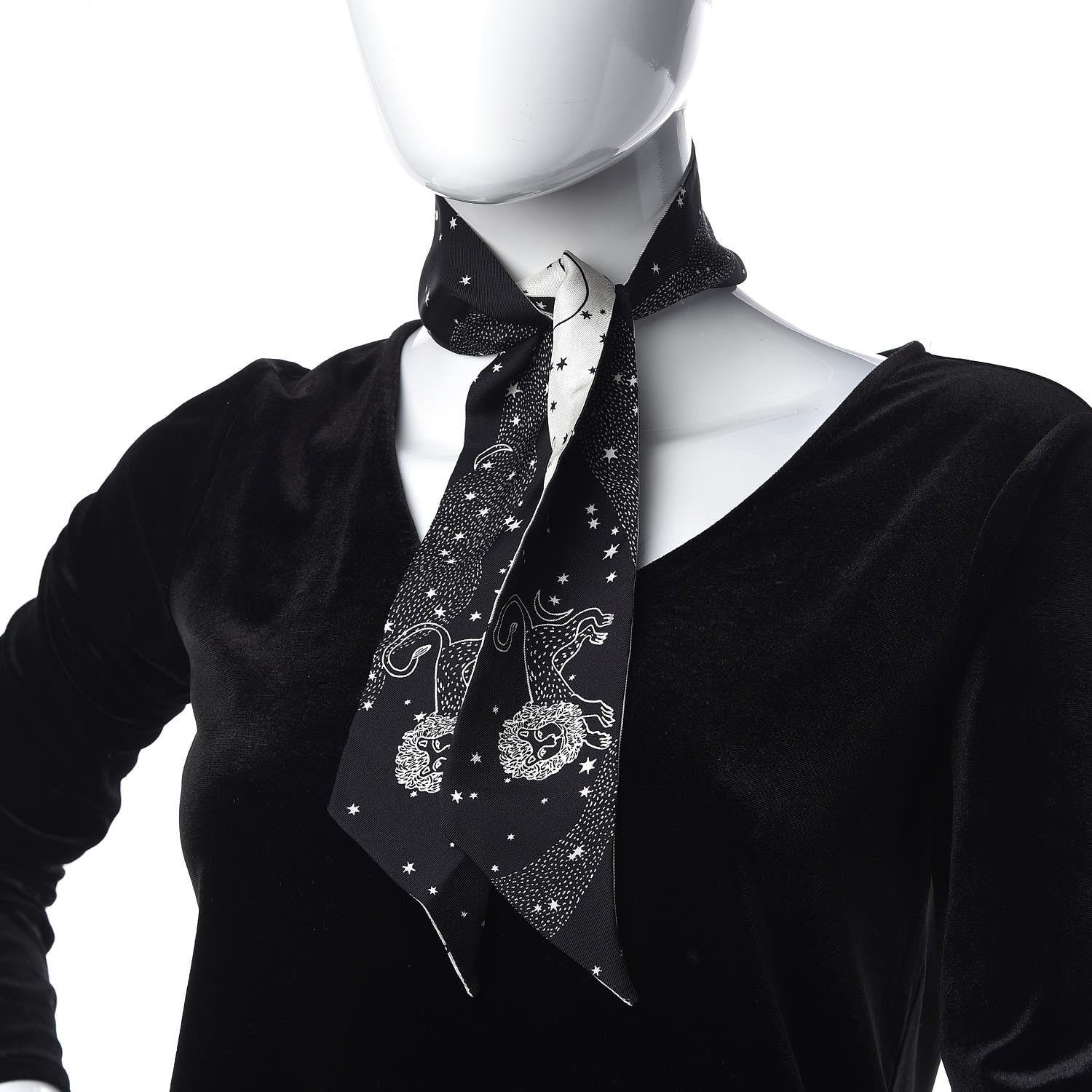 Christian Dior Silk Zodiac Leo Mitzah Scarf Black 2 of 3
