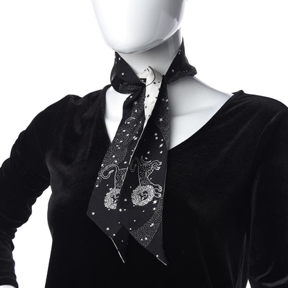 Christian Dior Silk Zodiac Leo Mitzah Scarf Black 2 of 3